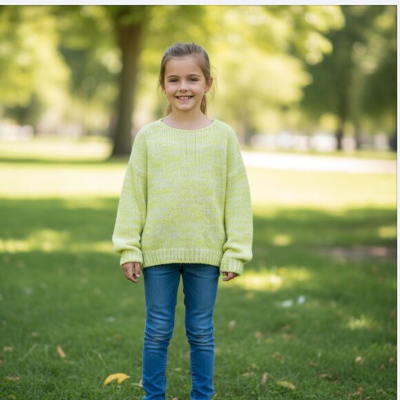 Zara Girls Knit Sweater Yellow White 5-6 - Picture 1 of 7